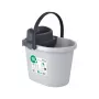 ECO EGO secchio ovale con strizzatore a pulsante piatto, 10 L, grigio/verde, polipropilene
