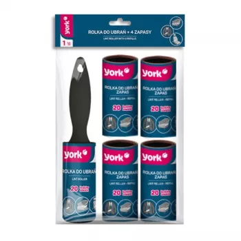 YORK Rullo antipelucchi con 4 rotoli di ricambio – set rullo antipelucchi, 5 rotoli in totale, 53 fogli per rotolo, larghezza 10 cm