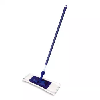 YORK Smart Flat Mop Brush 45x15 cm con manico telescopico 74-130 cm, microfibra, grigio/blu