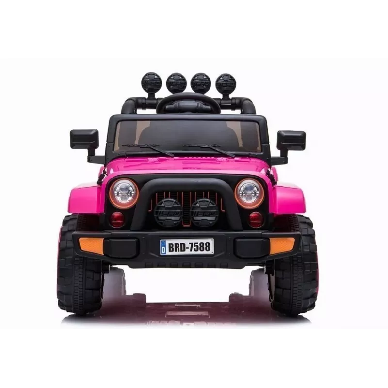 LEAN CARS BRD-7588 rosa 12V Jeep elettrica ride-on per bambini con luci LED, MP3, telecomando, 4x4