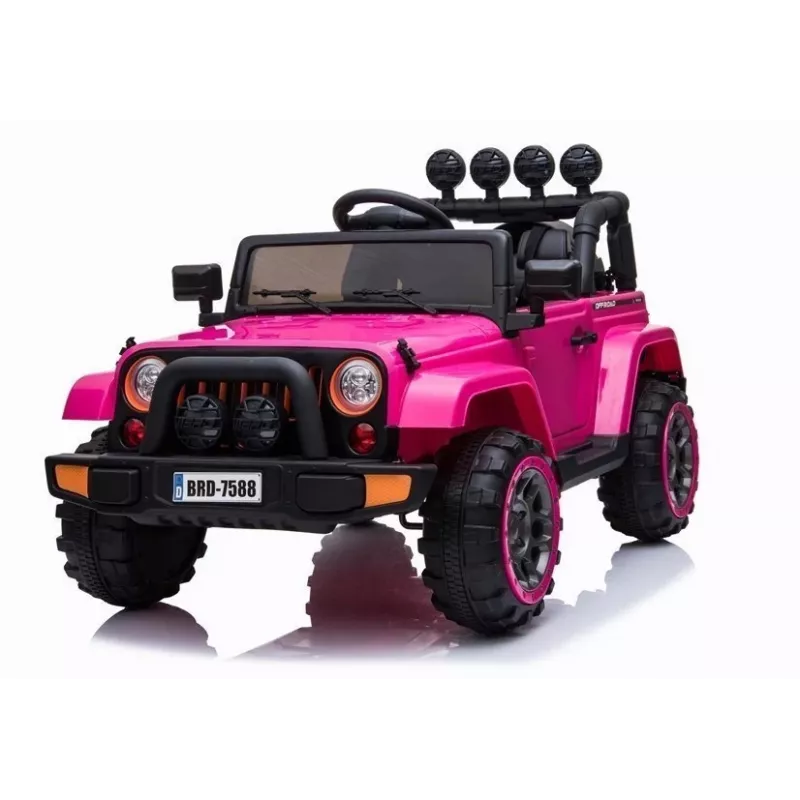 LEAN CARS BRD-7588 rosa 12V Jeep elettrica ride-on per bambini con luci LED, MP3, telecomando, 4x4