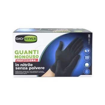GIOSTYLE Guanti monouso in nitrile 100 pz. Nero Taglia S 24x8,5x0,05 cm