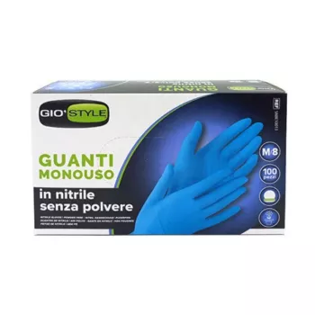 GIOSTYLE Guanti monouso in nitrile, senza polvere, blu, taglia M, 100 pz.
