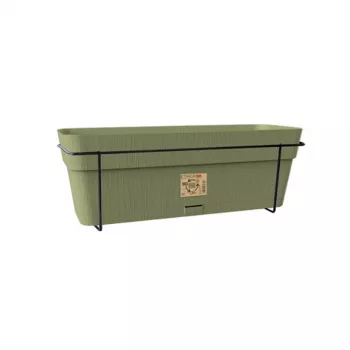 STEFANPLAST Set da balcone con sistema di irrigazione automatico e supporto in metallo 50x18x17 cm verde