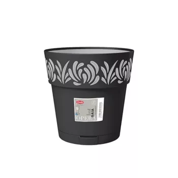 STEFANPLAST Gaia vaso da fiori con sottovaso Ø25x25cm nero