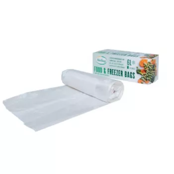 BioBag sacchetti surgelati compostabili per alimenti 6L, 20 sacchetti perforati per rotolo, 24 x 50 cm, 18 micron, trasparente