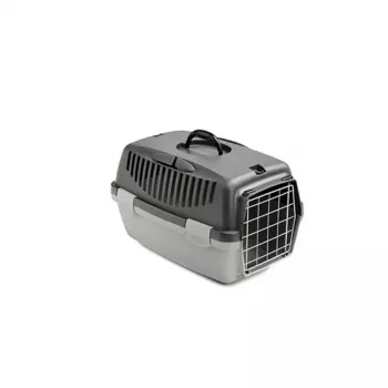 STEFANPLAST trasportino Gulliver 1 con porta in metallo 48x32x31cm grigio scuro/grigio chiaro