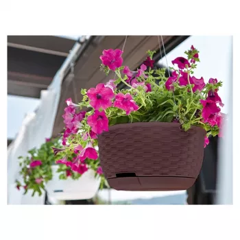 STEFANPLAST vaso da fiori sospeso Natural Ø30x14,5cm marrone scuro