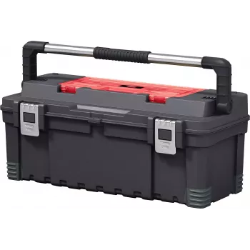 KETER DIY Hawk valigetta portautensili 26 con organizer, 66 x 28,7 x 26,6 cm, nero/rosso