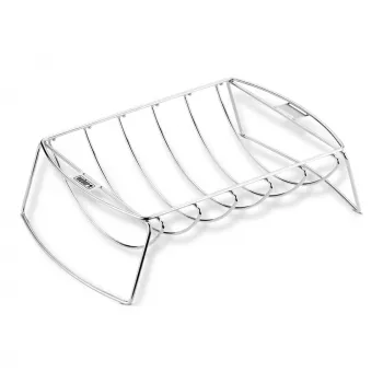 Weber Original Rib Rack per 5 griglie per costolette, acciaio placcato, argento, 434,3 x 266,7 x 111,8 mm, compatibile con Q 200/2000 e grill a gas di dimensioni maggiori, Spirit, Genesis, Summit, Smokey Mountain Cooker 47cm+ 6469