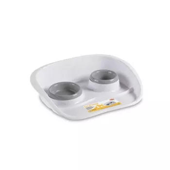 STEFANPLAST Dinner set ciotole per animali, 2 ciotole (0,25 L + 0,35 L), grigio, 46 x 35 x 11 cm