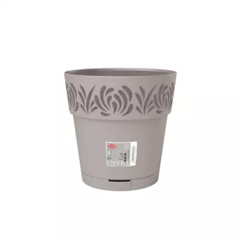 STEFANPLAST Gaia vaso da fiori con sottovaso Ø25x25 cm grigio chiaro
