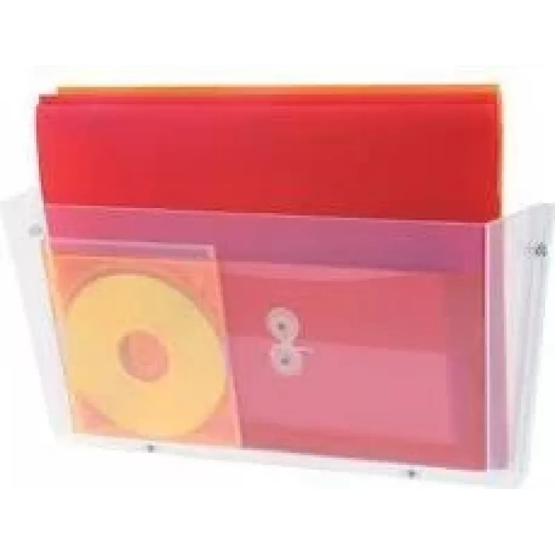 deflecto DocuPocket portabrochure da parete, DIN A4 orizzontale, plastica infrangibile trasparente, 1 pezzo (63201)