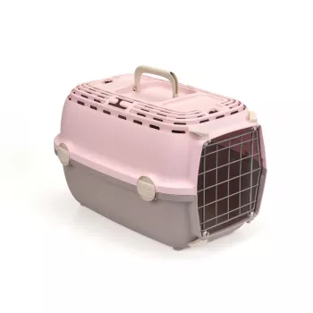STEFANPLAST trasportino Horizon 1 con porta in metallo 48x32x30cm rosa/grigio