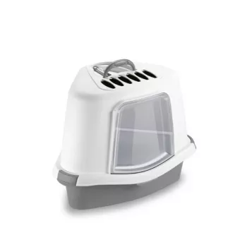STEFANPLAST Sprint Corner Plus lettiera angolare con cupola 56x40x40cm bianco/grigio