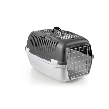 STEFANPLAST trasportino Gulliver 3 Top Free con porta in metallo 61x40x38cm grigio scuro/grigio chiaro