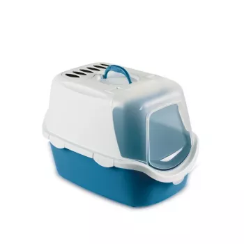STEFANPLAST Cathy Easy Clean lettiera per gatti con cupola 56x40x40 cm bianco/blu