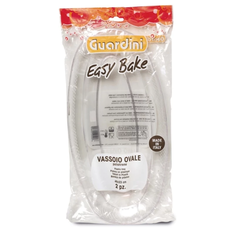 GUARDINI Vassoi in plastica trasparente set da 2 Easy Bake 46x23cm