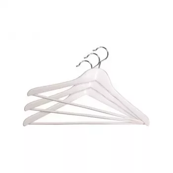 ORDINETT grucce in legno confezione da 3, bianco, 45 cm, gancio girevole cromato, barra per pantaloni