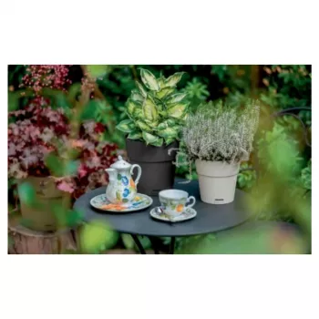 STEFANPLAST Ethica vaso rotondo con sottovaso, marrone, 40x39 cm, 25 L