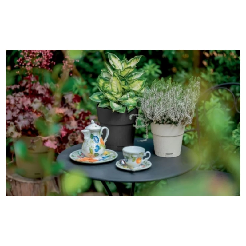 STEFANPLAST Ethica vaso rotondo con sottovaso, marrone, 40x39 cm, 25 L