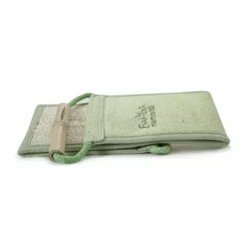 MARTINI SPA luffa e bambù a righe bambù - guanto da bagno esfoliante naturale con texture su entrambi i lati