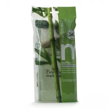 MARTINI SPA luffa e bambù a righe bambù - guanto da bagno esfoliante naturale con texture su entrambi i lati