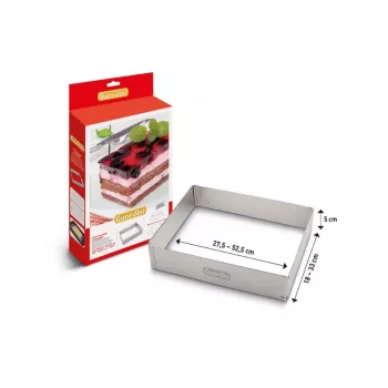 GUARDINI Anello regolabile rettangolare per torte 18x27,5x5cm fino a 33x52,5x5cm acciaio inox