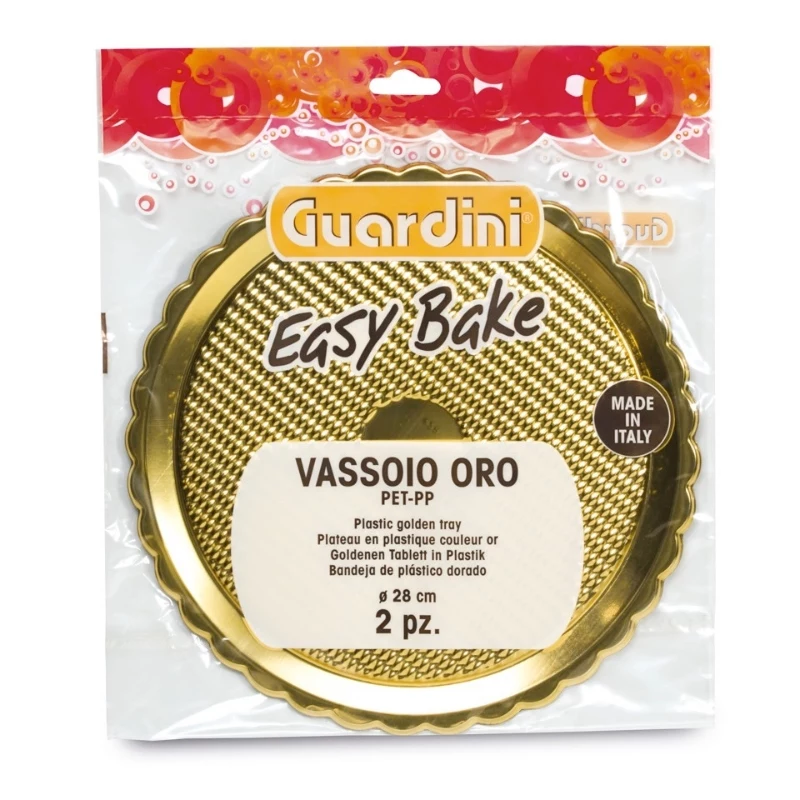 GUARDINI Easy Bake Vassoietti in plastica dorati, set da 2 Ø28cm