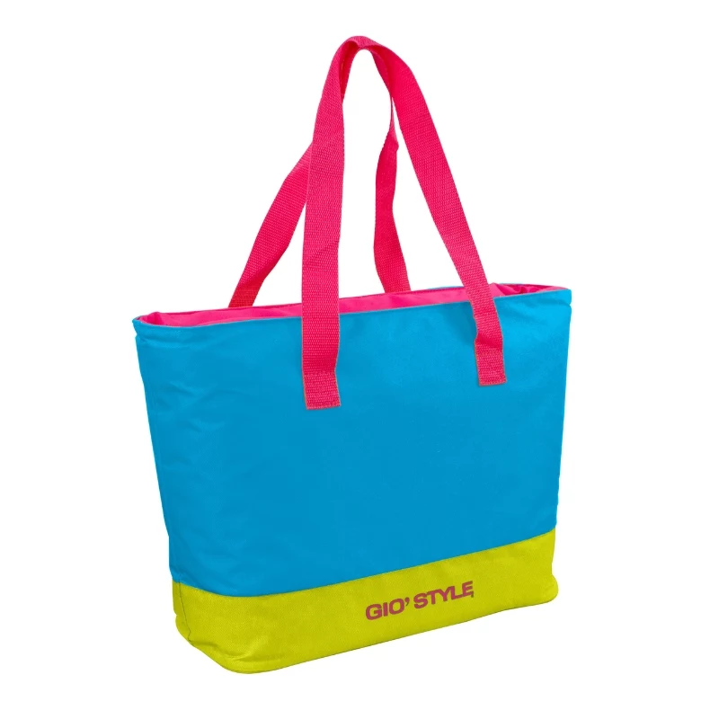 GIOSTYLE Borsa termica Beach Fluo Tote assortite, 24L, verde/rosa/giallo/azzurro