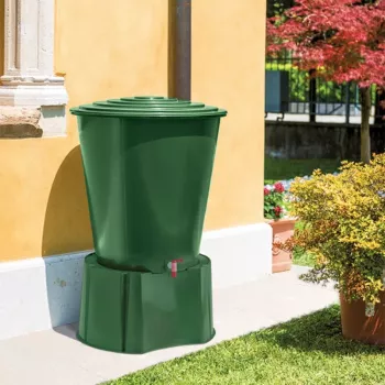 STEFANPLAST Serbatoio per acqua piovana 210L con coperchio e rubinetto Ø76,5x84cm verde