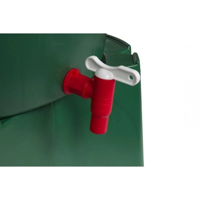 STEFANPLAST Serbatoio per acqua piovana 310L con coperchio e rubinetto, verde, Ø80x97cm