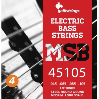 Galli MSB-45~105 S 4-String Electric Bass Guitar Strings, Nickel Plated Steel, Round Wound, .045-.105