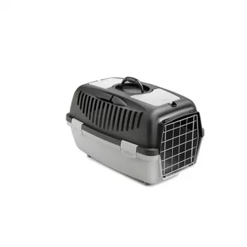 STEFANPLAST Trasportino Gulliver 2 con porta in metallo 55x36x35 cm grigio scuro/grigio chiaro