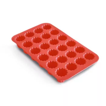 GUARDINI Juliette Stampo mini muffin con 24 incavi in silicone, rosso, 17 x 28,5 x 3,5 cm