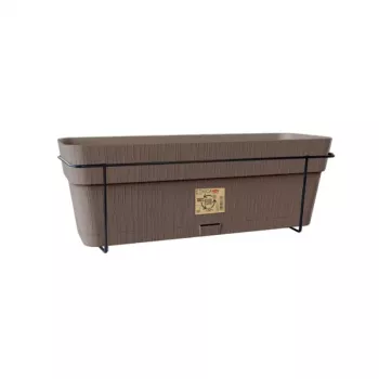 STEFANPLAST Set da balcone con sistema di irrigazione automatico e supporto in metallo 50x18x17cm marrone