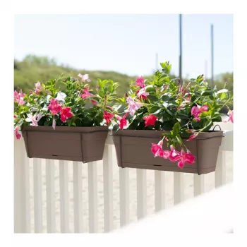 STEFANPLAST Set da balcone con sistema di irrigazione automatico e supporto in metallo 50x18x17cm marrone