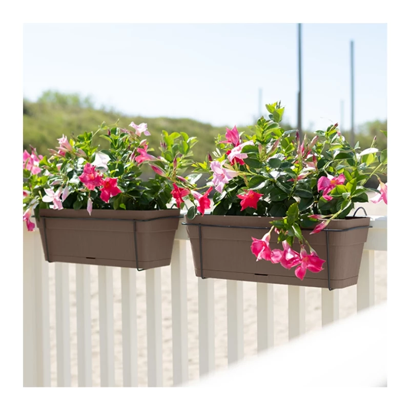 STEFANPLAST Set da balcone con sistema di irrigazione automatico e supporto in metallo 50x18x17cm marrone