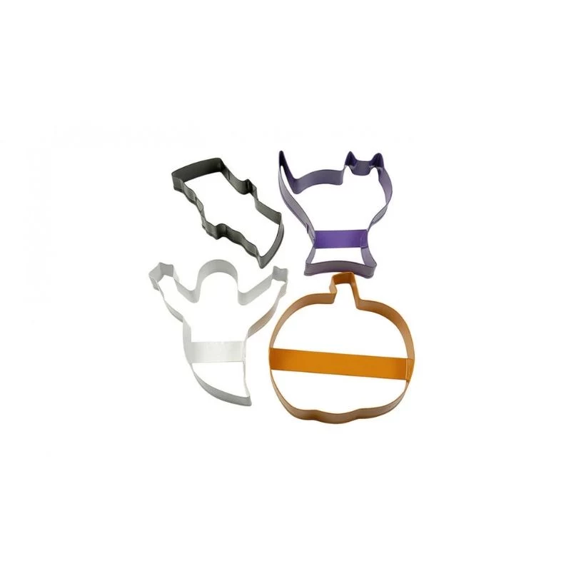 GUARDINI Halloween Set di 4 scatole per biscotti, 10 x 2 cm, scatole rotonde in latta