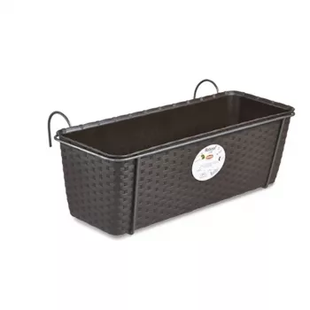 STEFANPLAST Fioriera da balcone con supporto in metallo marrone 50x18x16 cm