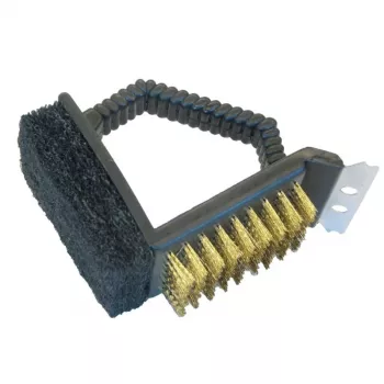 ASI COLLECTION Spazzola per grill 10cm acciaio inox spazzola a T a 3 lati con impugnatura ergonomica