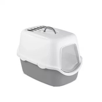 STEFANPLAST Cathy Toilette chiusa per gatti con filtro al carbone attivo, bianco/grigio, 56x40x40 cm