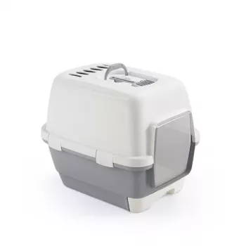 STEFANPLAST Cathy Clever & Smart Lettiera per gatti con cupola, bianco/grigio, 58x45x48 cm