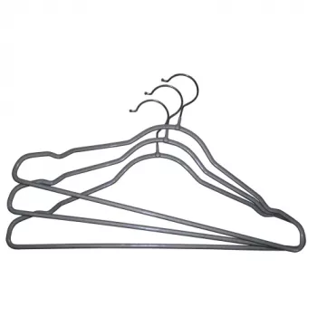 ORDINETT Grucce antiscivolo in acciaio rivestito in vinile, set da 3, argento, 42 cm