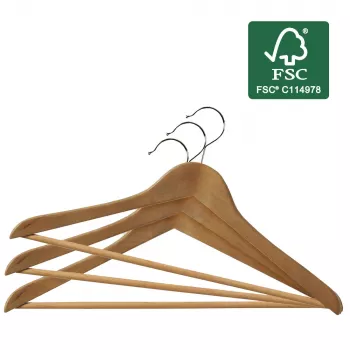 ORDINETT Grucce in legno, set da 6, faggio, 44,5 cm, finitura naturale, ganci girevoli
