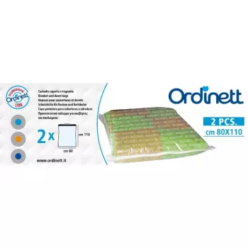 ORDINETT Sacche per coperte in plastica 2 pz. 80x110cm sacche sottovuoto con doppia cerniera e valvola universale
