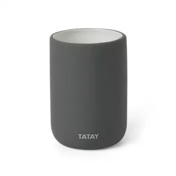 TATAY Tube portaspazzolini, ceramica, antracite, capacità 4 spazzolini