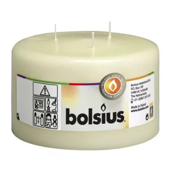 BOLSIUS cilindro portacandela Mamoth con 3 stoppini Ø100x150mm beige
