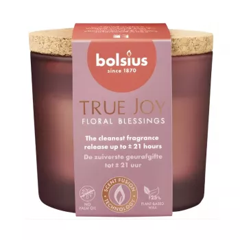 BOLSIUS True Joy candela profumata in vetro con coperchio in sughero, Floral Blessings, Ø66x83mm