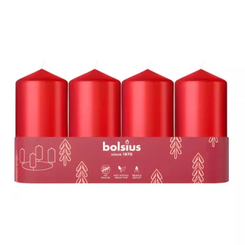BOLSIUS candela cilindro 4 pz. Ø100x48 mm rosso